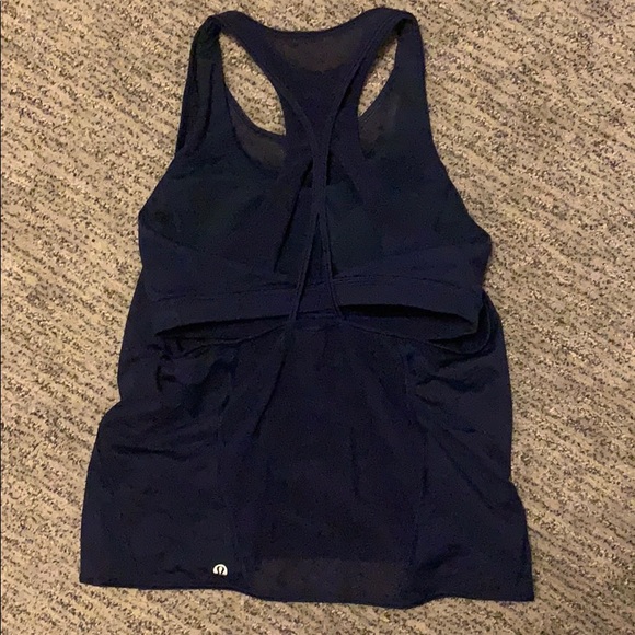 Lululemon navy top with built in sports bra. Worn1 - Picture 2 of 3